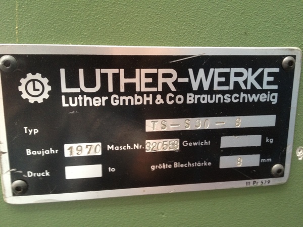 Fabrikat: Luther , Schlagschere - Typ: TS-S 80-8